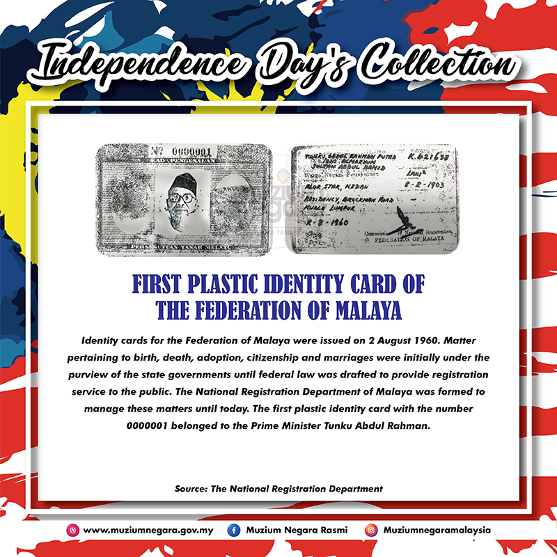First Plastic Identity Card of The Federation of Malaya